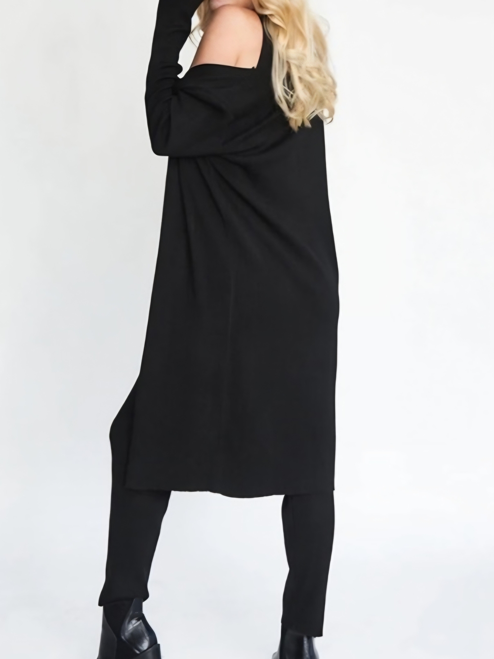 Silk and Salt 3 Piece Travel Set- Pants/Tank Top/ Long Cardigan Black Small - Picture 2 of 7